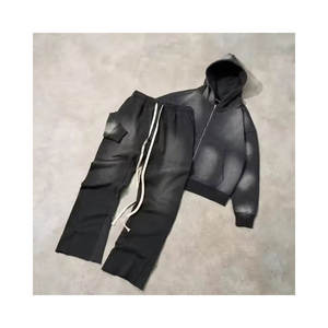 Erkek Eşofman Takımı 2 Parça Kapüşonlu Düz Renk Baskılı Koşu Aktif Spor Giyim Uzun Kollu Kazak Kapüşonlu Günlük Eşofman Takımları - Product Image 2