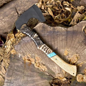 Nouveautés : Hache Viking Tomahawk en acier inoxydable, fabriquée à la main, avec fourreau en cuir de vachette de haute qualité, manche en bois, garantie 3 ans, DIY - Product Image 1