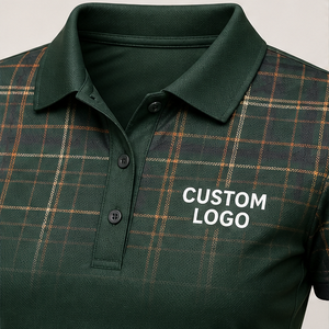 Polo Personalizado para Mujer, Diseño a Cuadros Verde Bosque y Cobre, Secado Rápido, Transpirable, Manga Corta, Uniforme de Golf, WPS-0857 - Product Image 6