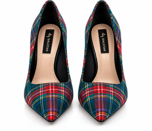 Tacones de aguja a cuadros personalizados para mujer, estilo escocés, para bodas y fiestas, proveedor mayorista de zapatos de vestir. - Product Image 2