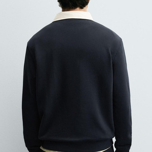 Sudadera Polo para Hombre de Manga Larga con Puños Acanalados, Color Sólido con Diseño de Logotipo Personalizado - Product Image 6