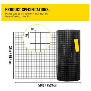 Pinza per tagliare rete metallica per polli calibro 16, 36x50 pollici, rete metallica zincata rivestita in vinile, maglia 1x1 pollici, rete da giardino - Product Image 6