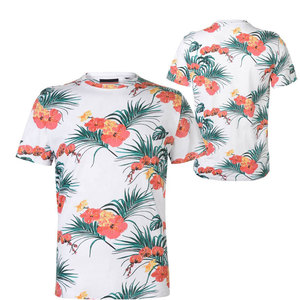 Camiseta de Manga Corta con Estampado Floral para Hombre, Cuello Redondo, Corte Regular, Algodón, Estilo Casual, Transpirable, Diseño Personalizado - Product Image 2
