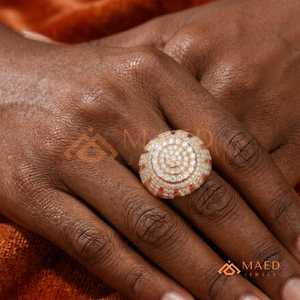 Bague Halo Cluster en Moissanite Or Rose pour Homme, Style Hip Hop, Bijou de Luxe Sertie de Pierres, Cadeau Premium pour Homme - Product Image 2