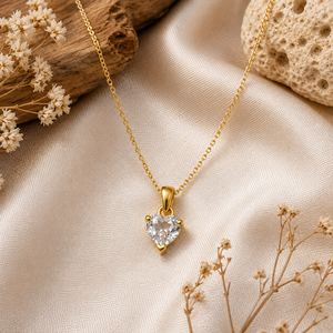 Crystal Quartz Heart <b>Necklace</b> Set, <b>Blue</b> Gemstone Birthstone Jewelry Gift for Her - Product Image 1