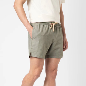 Pantalones Cortos Bermuda de Algodón Oxford para Hombre, Color Sólido, Cintura con Cordón, Corte Medio, con Bolsillos, Tejido Transpirable - Product Image 3