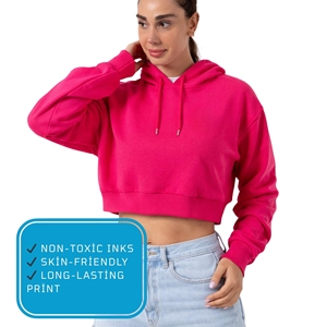 Women's Green Solid Hooded Cropped Sweatshirt Long Sleeve Knitted Polyester Breathable Casual Winter Wear with <b>Zippers</b> - Product Image 3