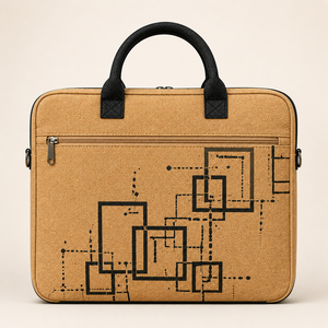 Sac à dos pour ordinateur portable en jute, grand format, avec fermeture éclair, écologique, durable, motif géométrique, portable, pour affaires, voyages, travail, unisexe - Product Image 1