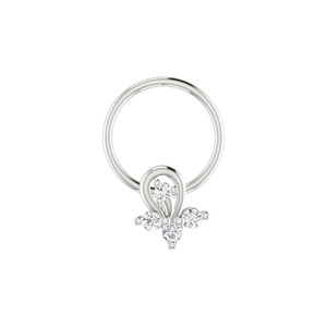 Women's 14K <b>Gold</b> Ethnic Piercing Jewelry Floral Curl Design <b>Nose</b> Pin with 0.055ct Natural Diamond - Product Image 3