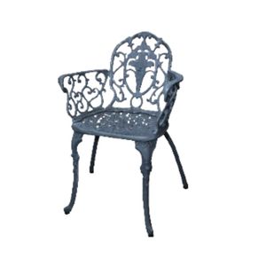 Blue cast metal outdoor dining set with <b>round</b> <b>table</b> and four chairs traditional design durable garden furniture for <b>patio</b> courty - Product Image 6