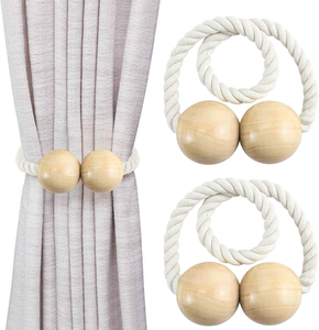BOHO Rope Wood Curtain <b>Tie</b> <b>Backs</b> Wooden Beaded design Tracks Ticback Crafts Curtain Tieback Hot Sale - Product Image 1