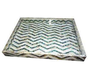 Stylish Mother Of Pearl Serving Tray Handmade <b>Mosaic</b> Shell Decorative Platter For Living Room Display - Product Image 1