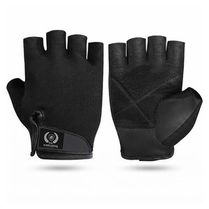 Guantes de Levantamiento de Pesas de Cuero Unisex de Moda, Medios Dedos, Palma Acolchada, Agarre Antideslizante, Correa de Muñeca Ajustable, para Entrenamiento Intenso en el Gimnasio - Product Image 1