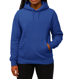 Sudaderas con Capucha de Algodón Azul con Logotipos Personalizados, Corte Regular, Estilo Casual para Otoño, Diseño con Bolsillo, Color Sólido - Product Image 1