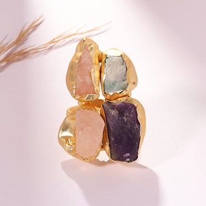 Luxury Matte Brass Gold plated Gemstone <b>Ring</b> for Women Square Cut Minimal <b>Statement</b> Jewelry Gift - Product Image 3