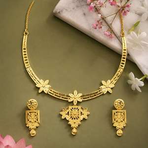 Parure de bijoux fantaisie en laiton plaqué or 14K, 18K, 24K, design traditionnel, colliers courts, vente en gros, Oro Joyeria - Product Image 2