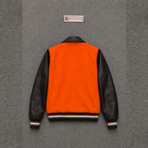 Blouson universitaire orange en laine pour homme, col rabattu, style décontracté, vêtement d'hiver de luxe, chauffant, respirant et écologique - Product Image 6