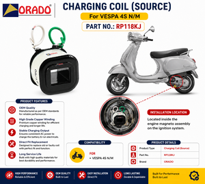 คอยล์ชาร์จ Vespa 4S NM คอยล์ซอร์ส คุณภาพส่งออก สำหรับอะไหล่รถสองล้อ อินเดีย ออราโด - Product Image 4