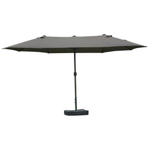 Ombrellone da Giardino Rettangolare 2,5m a Doppia Faccia Grigio Scuro in Poliestere con Base a Manovella Facile per Terrazza e Piscina - Product Image 1