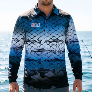 Polo personnalisé pour homme avec impression intégrale - UPF 50+ Manches longues Évacuation de l'humidité Coupe ample Protection solaire été Vêtements de golf et de pêche - Product Image 5