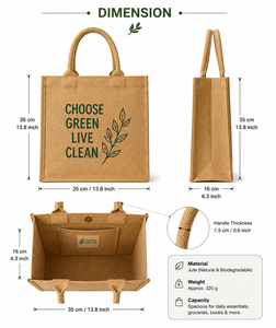Choose Green Live Clean Jute Shopping <b>Bag</b> <b>Medium</b> <b>Size</b> Top Handle Eco Friendly Grocery Tote - Product Image 2