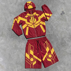 Wind Breaker Shorts Set <b>Men</b> / Custom Waterproof Nylon <b>Jacket</b> Shorts Set <b>Men</b> / Summer Windbreaker <b>Jacket</b> Shorts Two Piece - Product Image 1