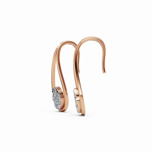 Boucles d'oreilles en or rose avec diamants naturels taille brillant rond, style minimaliste pour le quotidien féminin - Product Image 2