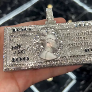 Custom 3D Cash <b>Pendant</b> Moissanite 925 Sterling Silver 18K Gold Plated Hip Hop <b>Emerald</b> Cut Moissanite Iced Out Hip Hip Jewelry - Product Image 4