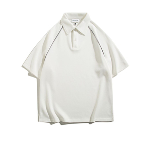 Polo de Manga Corta Negro para Hombre, Color Sólido, Hombros Caídos, Estilo Oversize, Camisetas Polo Modernas con Diseño Personalizado - Product Image 3