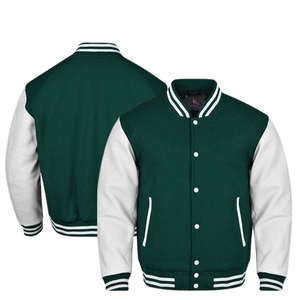 Veste universitaire rouge et blanche pour homme, col rabattu, fermeture boutonnée, style preppy, vêtement d'automne, coupe classique, matière polyester et coton - Product Image 3