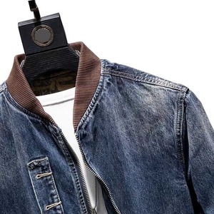 Veste décontractée pour homme printemps-automne, col rond personnalisé, 100% coton, veste en jean vintage à patchwork - Product Image 2