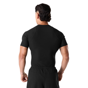 T-shirt de compression noir à manches courtes pour homme – Confortable, élégant, en coton premium, idéal pour la gym et le quotidien – Vente en gros - Product Image 4