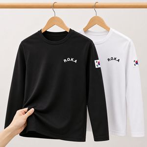 Camiseta de Manga Larga para Hombre <span class=keywords><strong>R</strong></span>.<span class=keywords><strong>O</strong></span>.<span class=keywords><strong>K</strong></span>.A, 100% Poliéster, Deportiva, Casual, Cuello Redondo, Transpirable, Corte Regular, 200g, Blanca y Negra, Primavera/Otoñ<span class=keywords><strong>o</strong></span> - Product Image 1