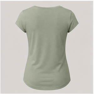 เสื้อยืดสตรีสีเขียวเซจคอกลมแขนสั้นทรงเข้ารูป WTS-0003 - Product Image 2