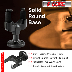 Soporte de Pared para Guitarra 5Core, Gancho con Base de Plástico y Espuma, Acolchado Suave, Ajustable y Giratorio con Sensibilidad - Product Image 4