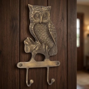 Antique Brass Owl Wall Mounted Cast Iron <b>Hook</b> with 1 <b>Hook</b> Vintage Animal Design Multi-Purpose <b>Coat</b> Rack for Clothing Storage - Product Image 1