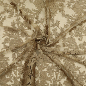 Tela de Encaje Bordado de Alta Calidad, Elegante Tela de Malla Estampada con Jacquard Floral para Vestidos de Novia y Decoración de Prendas - Product Image 3