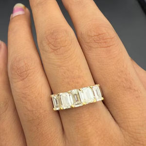 Romantic Moissanite <b>Emerald</b> Cut 5 Stone Diamond <b>Ring</b> For Women's Original 925 <b>Silver</b> Fine Jewelry Birthdays Gift For Partner - Product Image 6