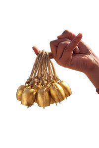 Gold <b>Metal</b> Jingle Bells Cluster With Hemp Rope Handle <b>For</b> Decoration - Product Image 1