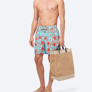 Short de bain pour homme, bleu clair, imprimé pieuvre rouge, imperméable, séchage rapide, 100% polyester, taille mi-haute, fermeture à cordon de serrage, boardshorts - Product Image 3