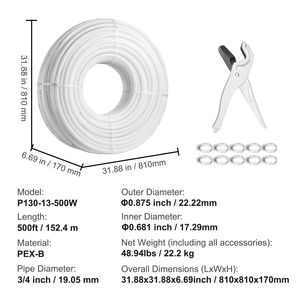 Tubo Flessibile in Plastica PEX B da 3/4 Pollici, Lunghezza 500 Piedi, Facile Installazione, per Linee Acqua Calda/Fredda e Acqua Potabile - Product Image 4