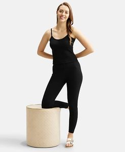 Women High Waist Black <b>Leggings</b> Slim Fit Knitted Cotton Winter Casual Solid Color Breathable Thermal Vintage <b>Crop</b> Pants - Product Image 5
