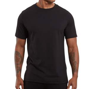 Camiseta Negra Lisa Personalizada para Hombre, con Logotipo Personalizado, para Gimnasio, Fitness, Entrenamiento, Manga Corta, Transpirable, Elástica, Informal, Básica, OEM, Venta al Por Mayor - Product Image 3