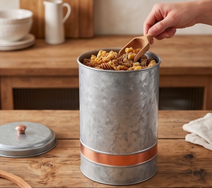 Galvanized Metal Canister Set With Vintage Design Perfect For Kitchen Storage And Food Organization And Stylish <b>Table</b> Decor - Product Image 3