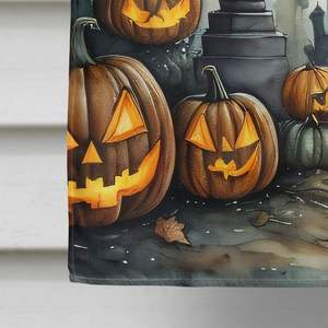 Bandera de Casa de Halloween de cementerio espeluznante grande, poste de manga de porche Multicolor, cartel decorativo para patio, ilustraciones, colgante de pared de poliéster - Product Image 4