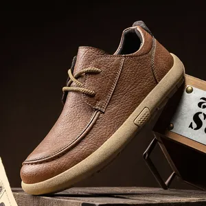 Zapatos Casuales de Cuero Genuino para Hombre, Zapatos para Caminar con Suela Suave, Marca de Lujo, Zapatos Ligeros Tipo Mocasines para Hombre de Edad Media y Mayor - Product Image 3