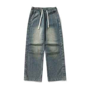 Jeans Streetwear Personnalisés Brodés en Gros pour Hommes – Coupe Droite Ample, Taille Plus, Effet Délavé Vintage – Fabricant - Product Image 3