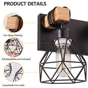 Luminaire de salle de bain ou de chambre à coucher moderne géométrique à 5 lumières de 31 pouces avec accents en métal noir et en bois - Product Image 6