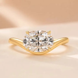 925 Moissanite Diamond 2.5Ct Oval Cut Solitaire 925 Silver Engagement <b>Ring</b> Everyday Wear <b>Ring</b> for Women's from <b>Indian</b> Supplier. - Product Image 1