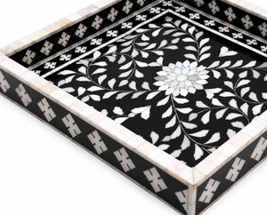 Bandeja de Servir de Madera de Lujo con Incrustaciones de Resina de Concha de Nácar, Bandeja Decorativa Hecha a Mano para Mesa de Centro, Comedor y Decoración Elegante del Hogar - Product Image 3